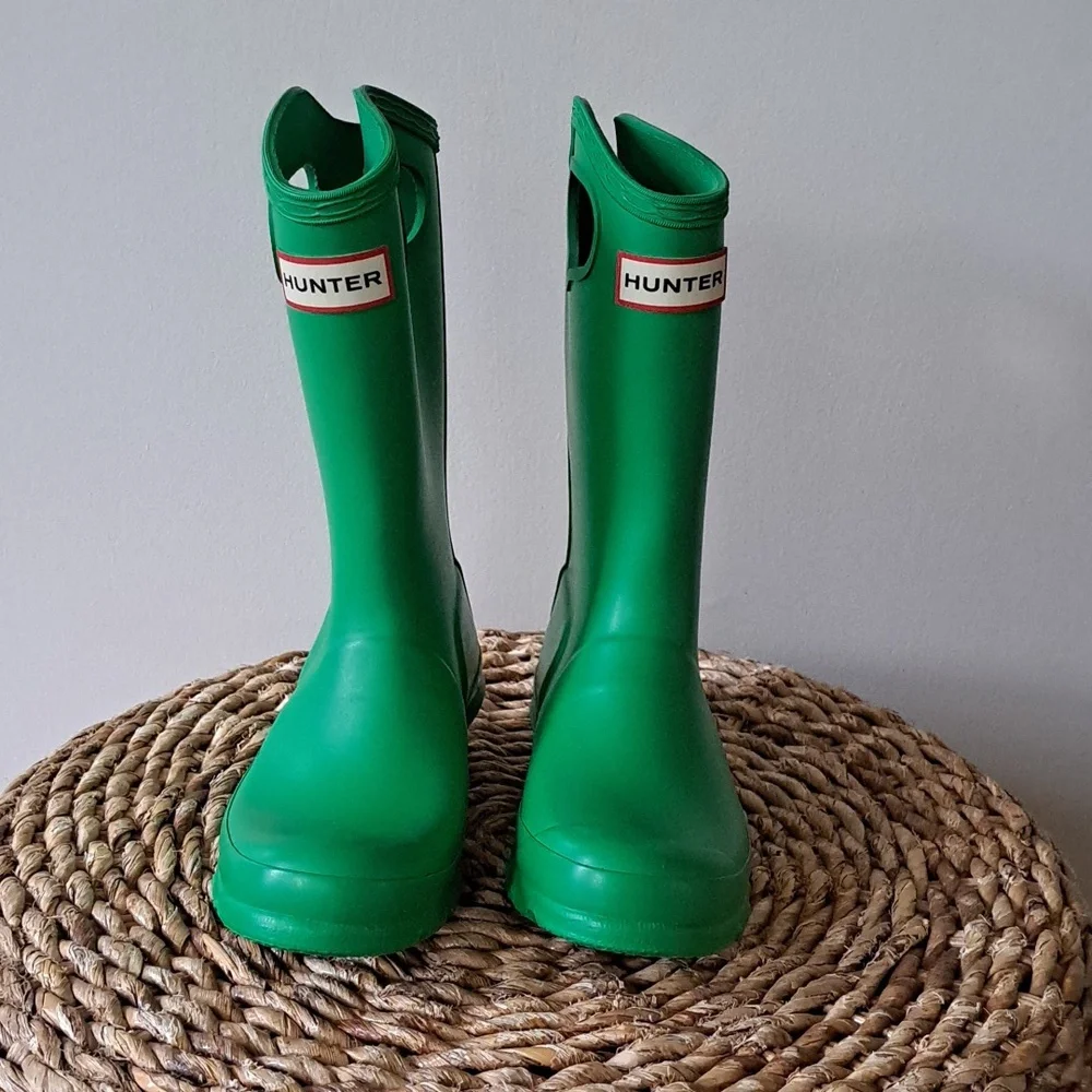 Hunter Youth Classic Grab Handle Wellington Rain/Outdoor Boots Green‎ G1/B13